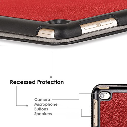 ForeFront Cases® Hülle für iPad mini – Kunstleder – Ständer-Funktion – magnetische Auto Sleep/Wake-Funktion – Rot - 7