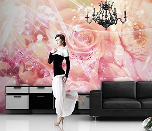 Fototapete Bild-Tapete ROSEN-MIX 300x250cm Wandbild Bordüre Wandtatoo Wanddeko wall mural wallpaper
