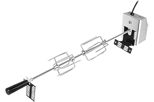 NAIZY Drehspieß für Gasgrill Grillspieß Set inkl. 4X Fleischnadeln und Edelstahl Motor 220V - 240V Universal Einsetzbar aus Edelstahl Elektrischer Drehspieß BBQ für Rotisserie und Gasgrill