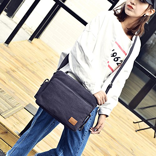 MeCooler Schultertasche Vintage Umhängetasche Herren Kuriertasche Schule Herrentaschen Retro Messenger Bag Canvas Taschen für Tablet Sport Reisetasche Sporttasche Segeltuchtaschen - 9