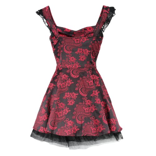 H&R London BORCADE DRESS black-red M