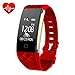 Price comparison product image Fitness Tracker,Activity Tracker Watch with Heart Rate Monitor,IP67 Waterproof Smart Bracelet Step Counter Sleep Monitor Calorie Counter Pedometer Smart Watch for Android and iOS Smartphones iPhone X/8/8plus/7/Samsung S8 and Others(Red)- iPosible