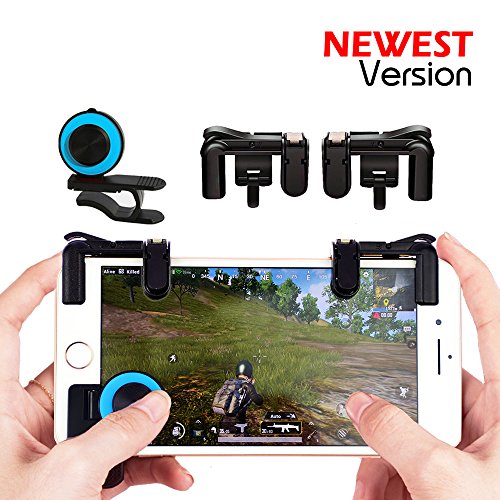 Price comparison product image Mobile Game Controller Sensitive Shoot and Aim Keys Button L1R1 Shooter Controller for PUBG / Knives Out / Rules of Survival / Fortnite Cellphone Analog Joystick Latest Upgraded Version (1Pair + joystick)