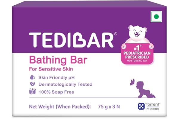 Tedibar Baby Bathing Bar For Baby s Sensitive Skin Gentle Cleansing, Skin-friendly, pH 5.5, 75gm, Pack of 3