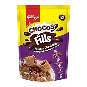 Kelloggs Chocos Fills | Double Chocolaty |Multigrain | High in Protein | 0% Maida | High in B Vitamins | Anytime Snack |170g