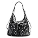 Produktbild UTO Damen PU Leder Schultertasche Convertible RUCKSÄCKE Rivet Studded Reißverschluss Pockets Hobo Purse