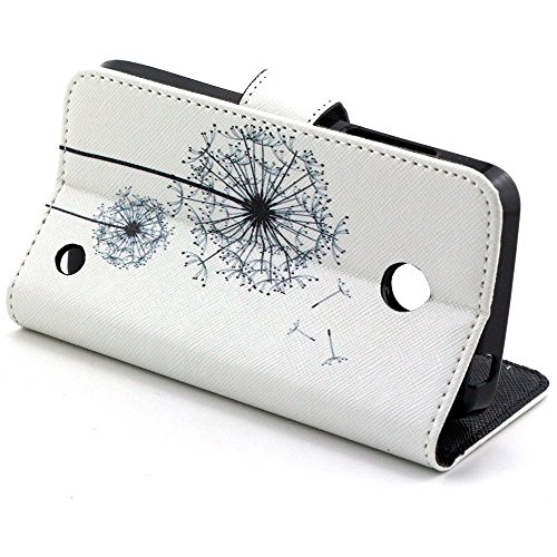 Nokia 630/635 Smartphone Pelle,PU Cuoio Caso Guscio Con carte di credito slot Protettiva in Pelle Flip Case Wallet Cover per Nokia Lumia 630/635 Custodia Portafoglio Casi(Dente di Leone)