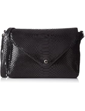 Petite Mendigote Damen Flo Python Umhängetasche, Schwarz (Black), 6x15x25 cm
