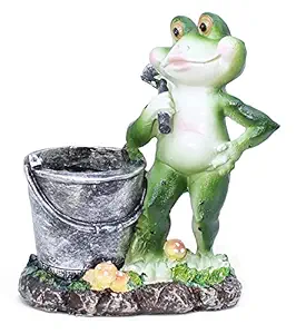 TIED RIBBONS Garden Decor Items | Garden Decoration | Garden Decoration Items for Home | Outdoor Decor | Garden Decoration Accessories | Stylish Miniature Frog Statue