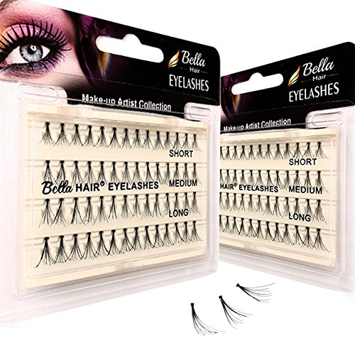 Bella Hair Natural Pestañas Postizas Individuales Grupos 2 Pack Longitud 10 12 12 14 mm