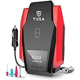 TUSA Digital Tyre Inflator for Car - 12V DC Portable Air Compressor Pump with LED Light