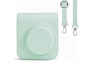 Rieibi Tasche für Mini 12 – PU Leder Tasche für Mini 12 Sofortbildkamera – Abnehmbare Tasche mit verstellbarem Schultergurt – Grün