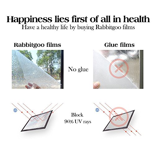 Rabbitgoo 3D Fensterfolie Dekofolie Sichtschutzfolie Fensterschutzfolie Selbsthaftend Anti-UV 90*200cm - 5