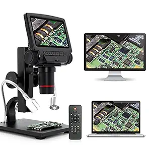 Linkmicro HDMI/USB Digital Microscope, 260X Magnifier with 5 Inch 1080P Screen - PC Measurement Software for Electronic Repairing and Circuit Board Soldering Tools