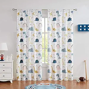 Curtain Hub 3D Digital Printed Curtain Dinosaur Pattern Curtain for Kids & Children Room Curtain for Boy & Girl (7 Feet ( 84 Inch))