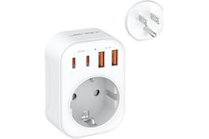 JSVER Adaptateur Prise USA, 5 en 1 Adaptateur Voyage France vers USA/Canada avec 2 USB A et 2 Type C(PD 20W), Type B pour Canada Américaine Mexique Thailande Dominicaine(Blanc)