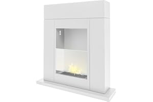 FRANKYSTAR Marco Aurelio - Chimenea de bioetanol independiente para suelo, 73 x 20 x 75 cm, color blanco