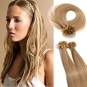 Lady Fashion Mall 16, Dark Blonde #27: Pre Bonded Italian Keratin Nail Tips 100 Strands 16 Inch U Tip Remy Human Hair Extension Superior Salon QualityDark Blonde #27, 16/50G