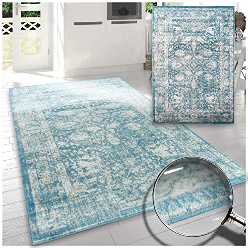 A2ZRUG. Alfombra 6076 de la colección Santorini, azul, 200x290 cm - 6.5x9.5 ft