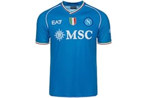 SSC Napoli Maglia Replica Home, EA7, Prodotto Ufficiale, Scudetto Tricolore, Azzurra, Regular Fit, XXXXL