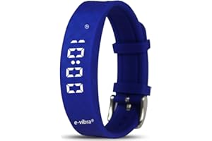 Montre d'apprentissage de la propreté e-vibra Premium - Montre vibrante silencieuse rechargeable - Montre de rappel médical pour filles/garçons - avec minuterie et 15 alarmes quotidiennes (Royal Blue)