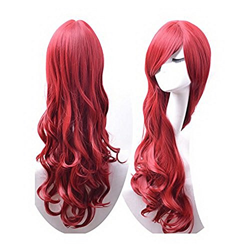 Discoball® Women's ladies dark Red long Fashion Natural Full Curl Wig Cosplay wigs