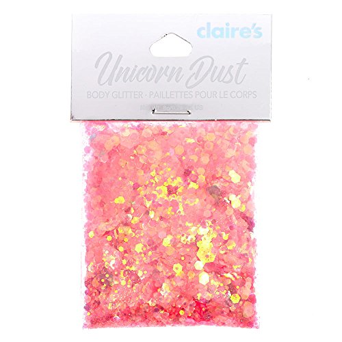 Claire's Girl's Coral Unicorn Dust Glitter Pouch in Orange.