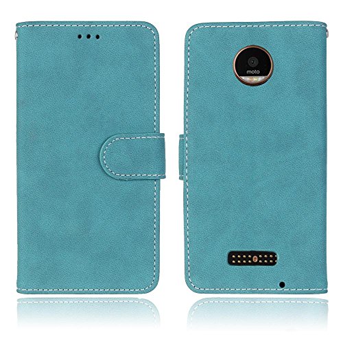 Motorola Moto Z (5,5 Zoll) Hülle, Cozy hut TPU Silikon Hybrid Handy Hülle Matte Series Case Durchsichtig Stoßfest Tasche Schutz Scratch-Resistant de protection Case Tasche Etui Shell für Motorola Moto Z (5,5 Zoll) Schutzhülle Folio Magnetverschluss Flip Case Wallet Taljereep Fall Handyhülle mit Kartenfach und Standfunktion – Blau scheuert - 2
