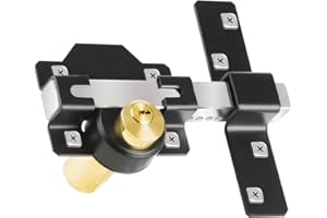 JVSURF Both Side Lock Door 50mm Long Throw Gate Lock Stainless Steel Grade Lockable with Rear Double Locking for Yard，Garden Doors/Gates Supplied 5 Keys