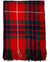 Couverture vintage Harris Tweed tartan, jeté de laine rouge