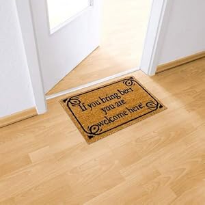 Relaxdays Fußmatte Kokos BRING BEER 40 x 60 cm Kokosmatte mit