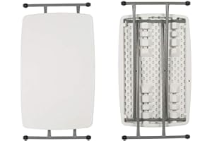 LANTUS Mesa plegable, longitud 76 x 50 x 74 cm, dos resistente, mesa de picnic portátil y ligera con estructura de acero, utilidad interior y exterior, color blanco