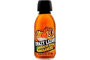 CRAZY LIZARD Salsa Picante Dulce de Mango con Chile Habanero 125mL – Salsa Picante Gourmet Natural – Picor Medio, Vegana, Sin Gluten y 100% Natural – Perfecta para Tacos, Barbacoa, Poke