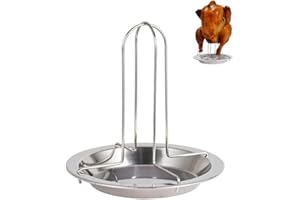 Antcher Chicken Roaster Rack, Stainless Steel Vertical Beer Can Chicken Holder with Drip Pan, BBQ Roasting Stand for Grill Oven