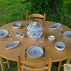 Service couscoussier assiettes creuses Bakir bleu - 6 pers