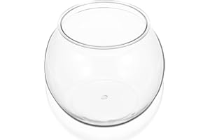 Alipis Plastic Goldfish Bowl: 8.65 X 8.65 in Clear Round Fish Tank - Unbreakable Goldfish Tank - Fish Bowls for Hydroponic Planter Container Home Office Desktop Aquarium Decor