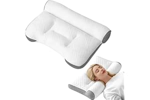 Wapasezyar Poduszka z pianki z pamięcią kształtu, ortopedyczna poduszka z rozcięciem na uszach, ergonomiczna poduszka podpierająca kark dla osób śpiących na boku, plecach i brzuchu, przeciw chrapaniu