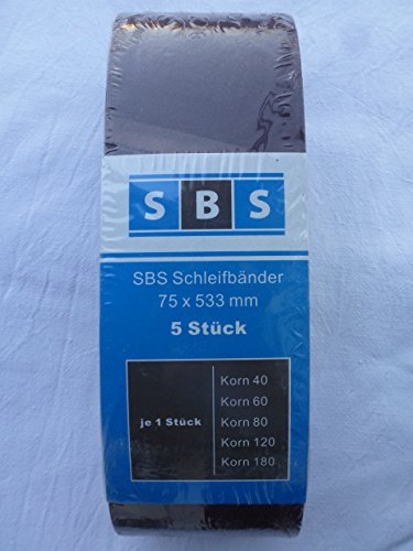 15 Stück, je 3 x Korn 40,60,80,120,180 gemischt Schleifbänder Schleifband Bandschleifer 75x533mm - 2