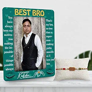waohhARTZ Rakhi Gift for Brother, Combo Raksha Bandhan Gift for Bro / Bhai / Bhaiya, Rakshabandhan Gift 1 Wall Hanging & Table Top Photo Frame (4