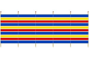Yello Beach & Camping Windbreak, 6 Pole Tall Sun & Wind Shelter, 150 x 371 cm Outdoor Privacy Screen