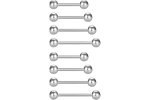 FECTAS 5pcs 14G Surgical Steel Nipple Tongue Bar Set Body Piercing Jewelry 12-18mm