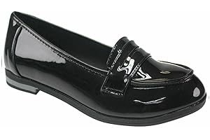 UNITEX US Brass Girls Merlin MYLA School Formal Black Slip ON Shoes Size 13-8