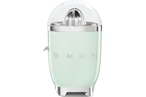 ‎SMEG Smeg, Elektrische Zitruspresse CJF11PGEU, tropfsicherer Auslauf und Universalkegel, rutschfeste Stellfüße, Filtersieb und Presskegel aus Edelstahl, 70 W, Pastellgrün