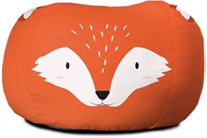 rucomfy Beanbags Kids Animal Printed Bean Bag Chair. Pre Filled Safe Toddler Bedroom Seat Comfy Children Playroom Furniture Decor. Machine Washable (Fox, Small, Beanbag Only)