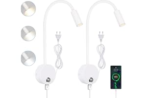 ERWEY Lampada da lettura a LED, lampada da letto camper a collo d'oca flessibile con USB, 2 pezzi lampada da lettura con touch dimmerabile 3000k-6000k per illuminazione interna, bianco