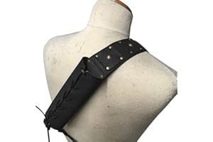 ARSBORUI Soporte medieval retro de la funda trasera del hombro de la espada, ajustable y duradero, disfraz de guerrero, funda protectora de piel con hebilla de espada para hombres adultos, funda de soporte de rana de espada