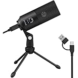 FIFINE K669B Metal USB Unidirectional Microphone Condenser Input Volume Control Knob, Streaming and YouTube Videos (Black): 