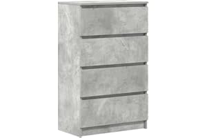 vidaXL Credenza Minimalista Elegante Moderna con 4 Cassetti Pratica Resistente Madia Armadietto Cassettiera Grigio Cemento 60x35x98,5 cm Multistrato