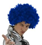  6 x azul tamaño grande FUNKY de pelo rizado AFRO peluca de pelo de 2133,6 cm S vestido de payaso de circo DISCO para hombre traje de neopreno para mujer UNISEX ...