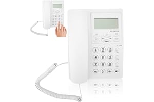 Mavis Laven Schnurgebundenes Telefon, LCD-Display Kabelgebundenes Telefon Freisprech-Telefon mit Freisprechfunktion 3-Gruppen-Alarme Tischtelefon für das Home Office(Weiß)